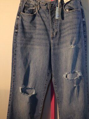 a.n.a. A New Approach Distressed Highest-Rise Vintage Straight Jeans NWT Size 12